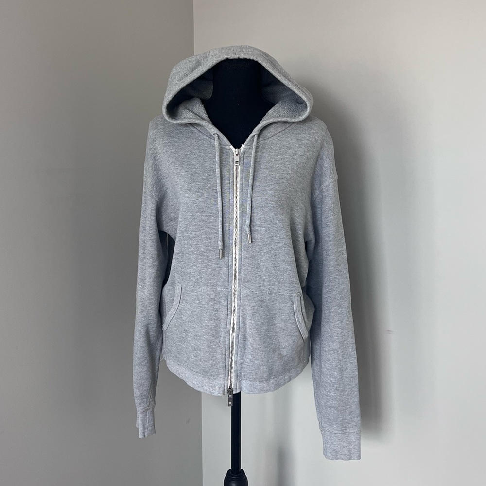 rag & bone Light Gray Zip Front Hoodie